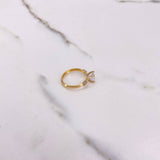 Anillo Solitario 1.3gr / T6 / Circon Blanco Dos Oros Amarillo Blanco &