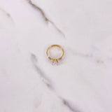Anillo Solitario 1.35gr / T6  / Circon Blanco Dos Oros Amarillo Blanco &