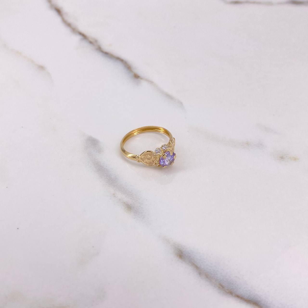 Anillo Solitario 15s Halo 1.75gr / T6 / Circones Blancos Lila Oro Amarillo &