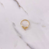 Anillo Solitario Flor 1.3gr / T6 1/4 / Circones Blancos Oro Amarillo &
