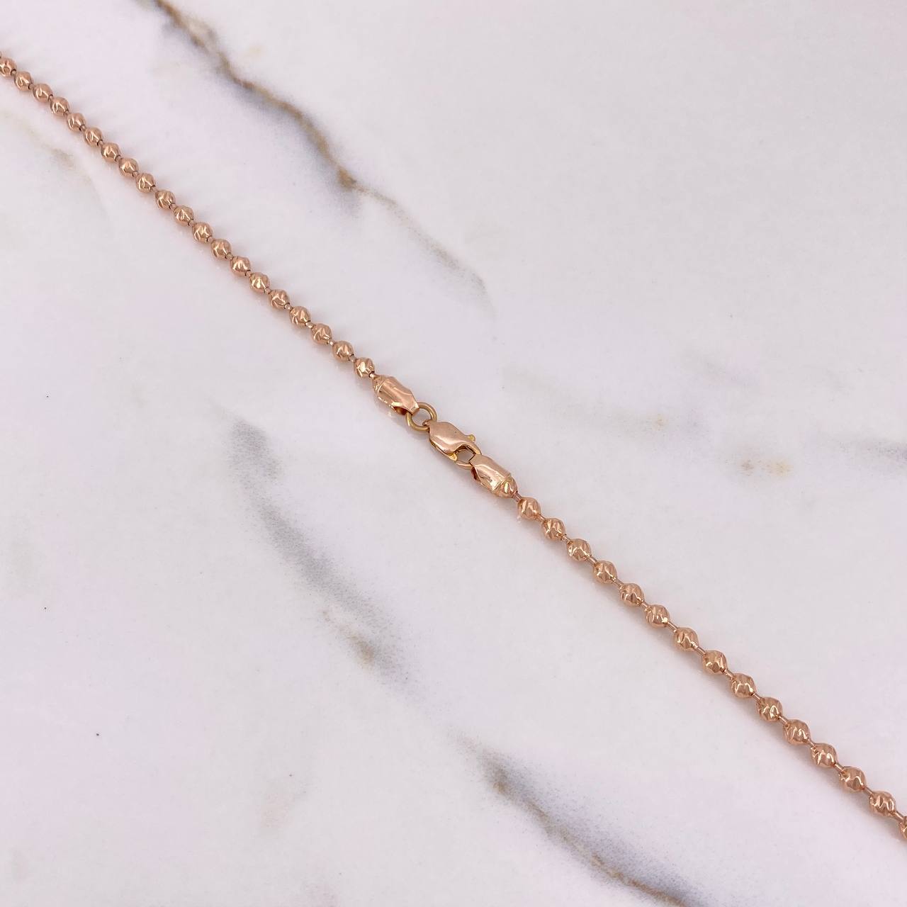 Cadena Militar 21.8gr / 70cm / 3mm Bolas Diamantadas Oro Rosa &