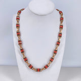 Cadena Rustica Rayada 21.25gr / 65cm / 6mm Barril Cauchos Negros-Rojos Oro Rosa $