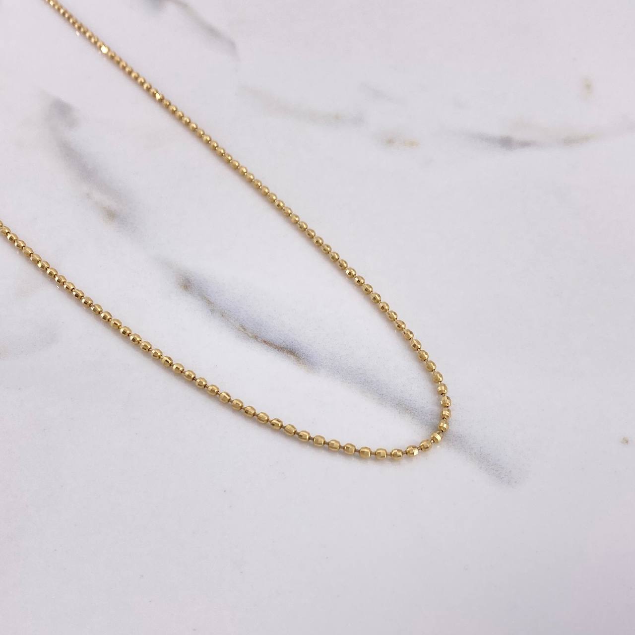 Cadena Militar 7gr / 50cm / 2mm Bola Diamantada Oro Amarillo +3