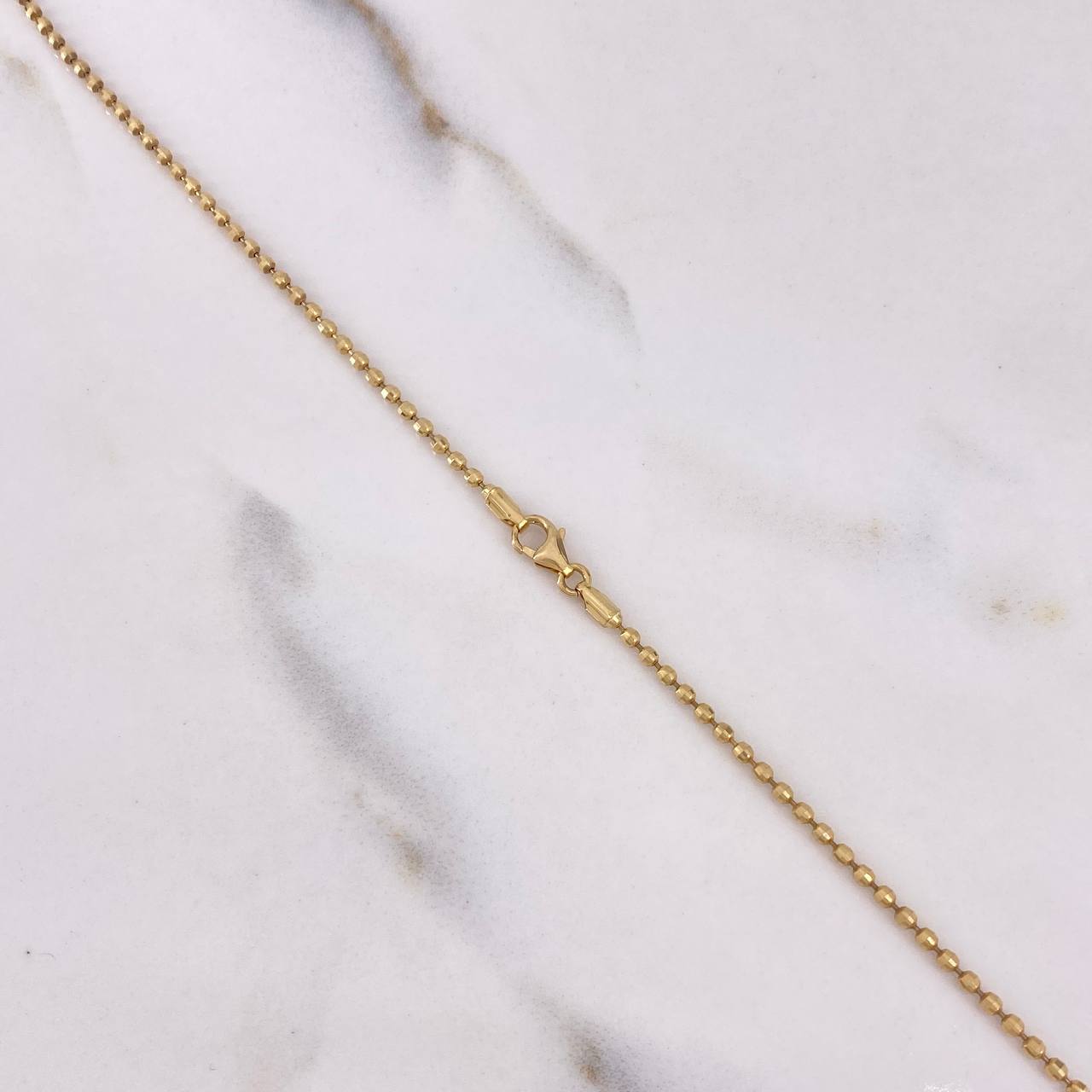 Cadena Militar 7gr / 50cm / 2mm Bola Diamantada Oro Amarillo +3