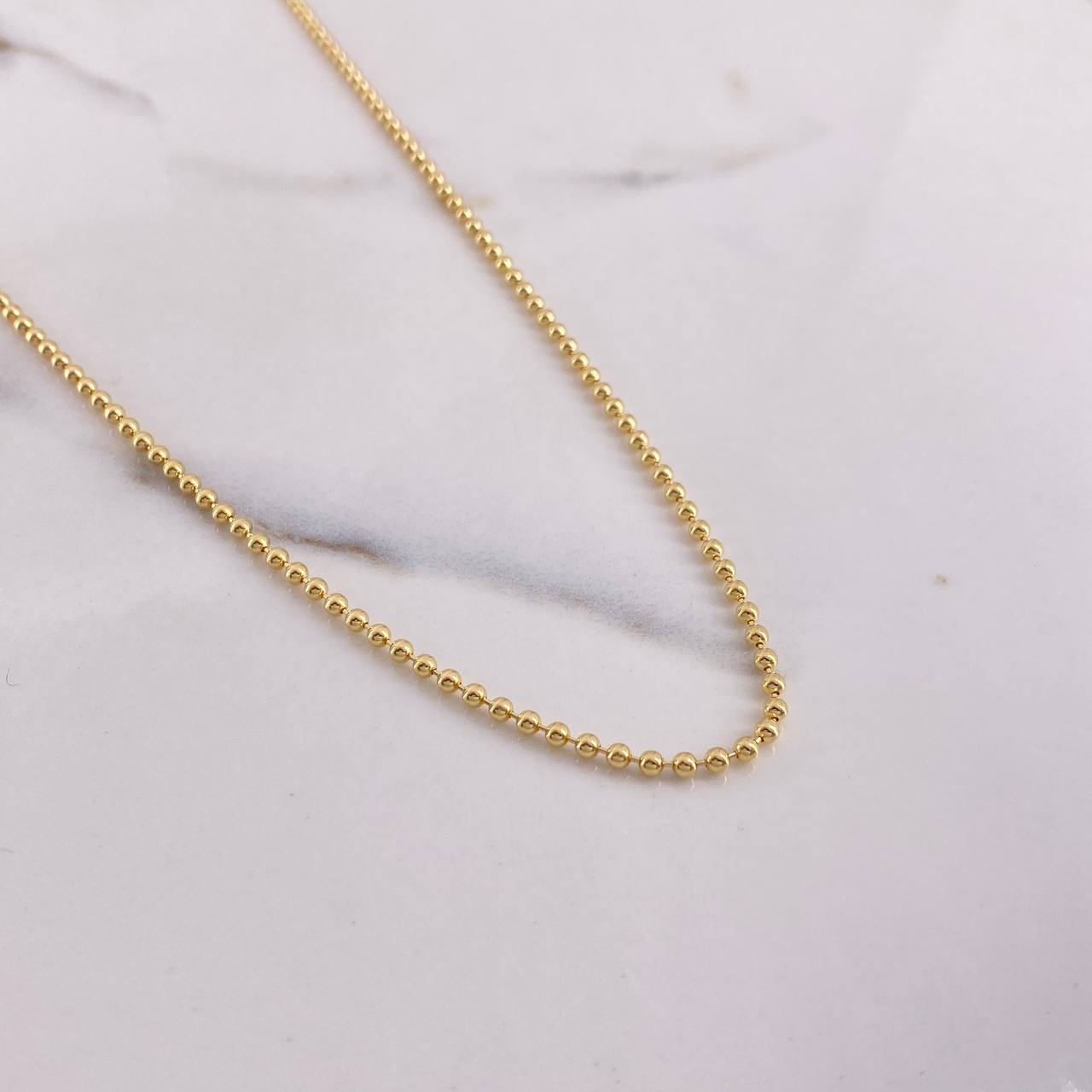 Cadena Militar 7.5gr / 45cm / 2mm Bola Lisa Oro Amarillo +3 $