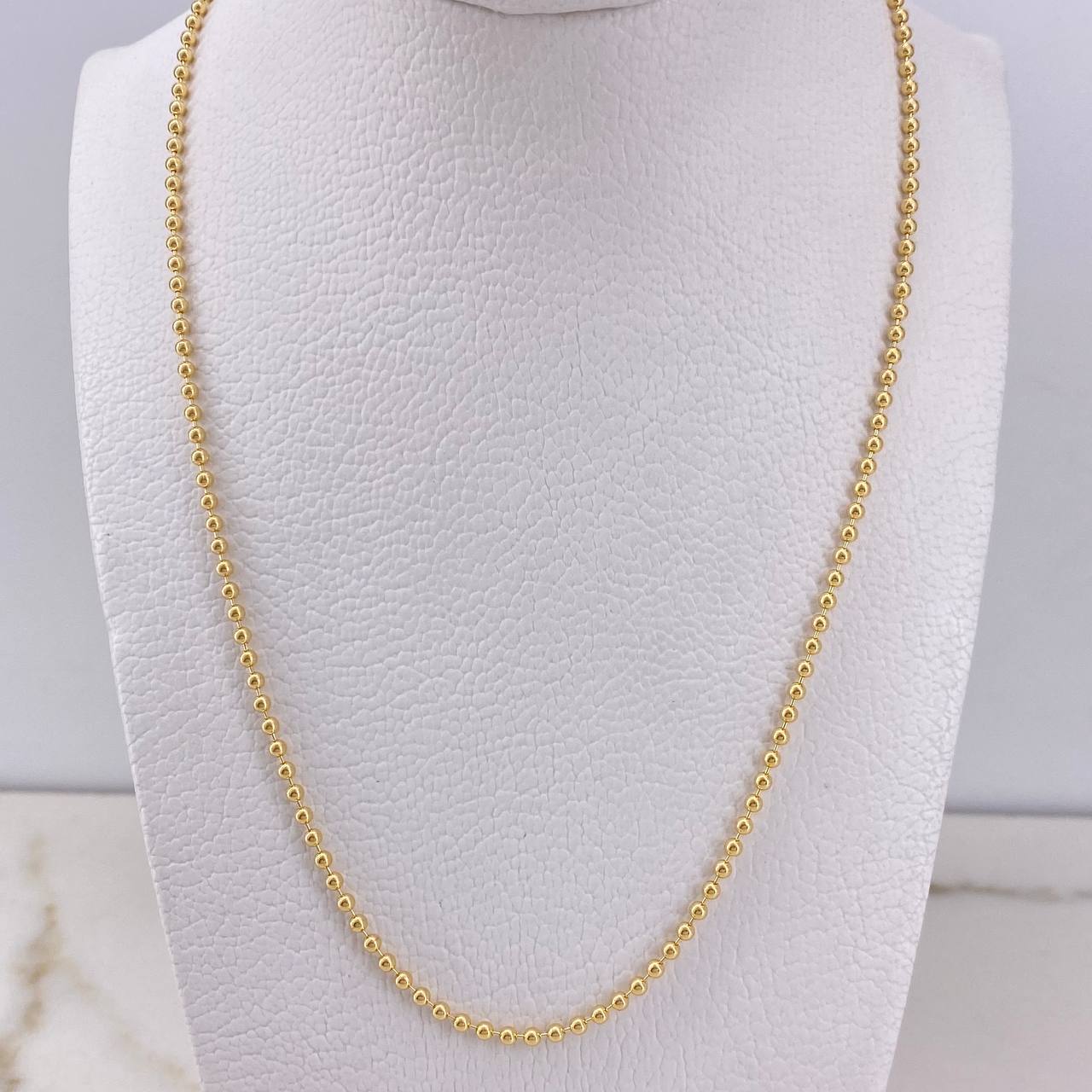 Cadena Militar 7.5gr / 45cm / 2mm Bola Lisa Oro Amarillo +3 $
