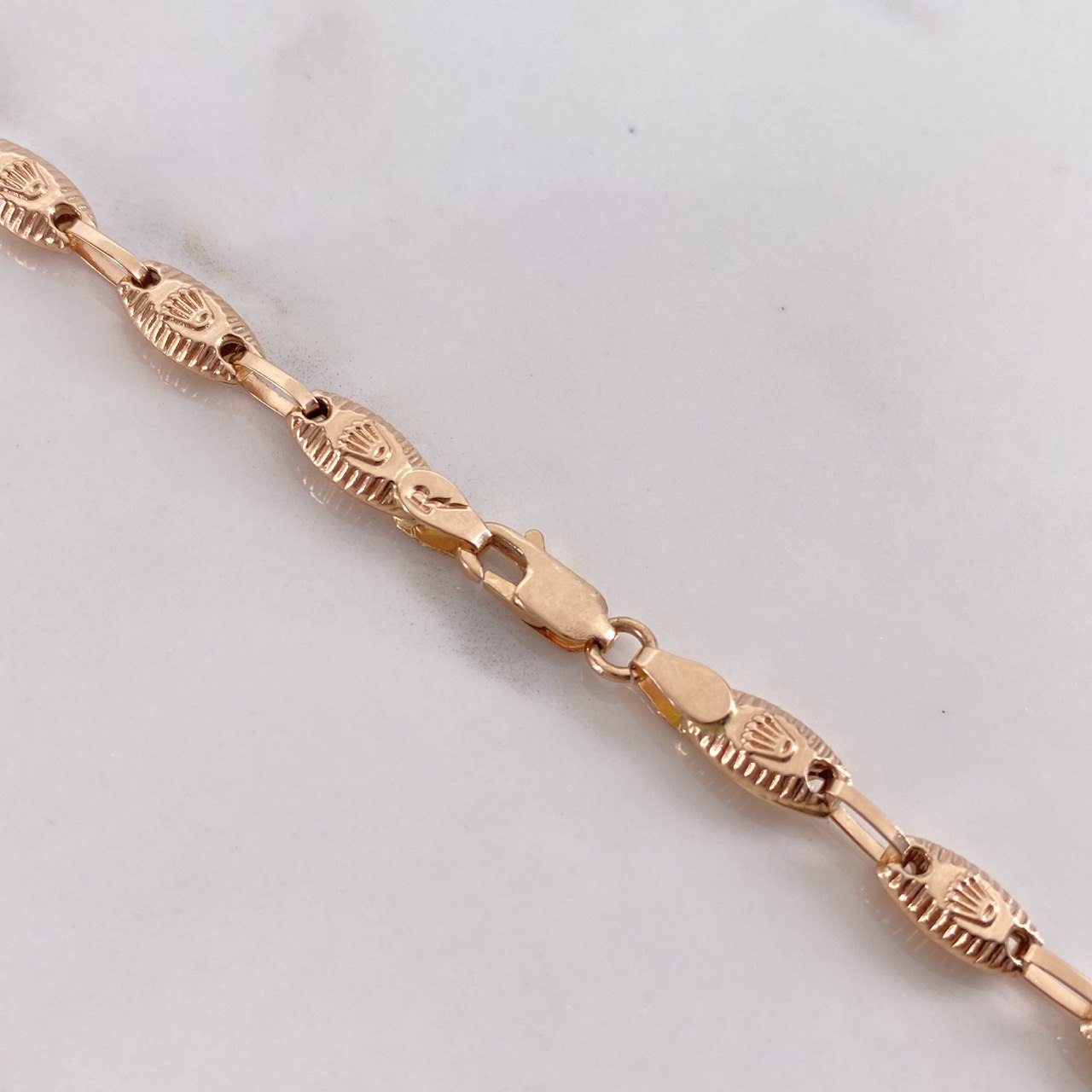 Cadena Rustica 12.2gr / 50cm / 5mm Barril Rayado Corona Oro Rosa $