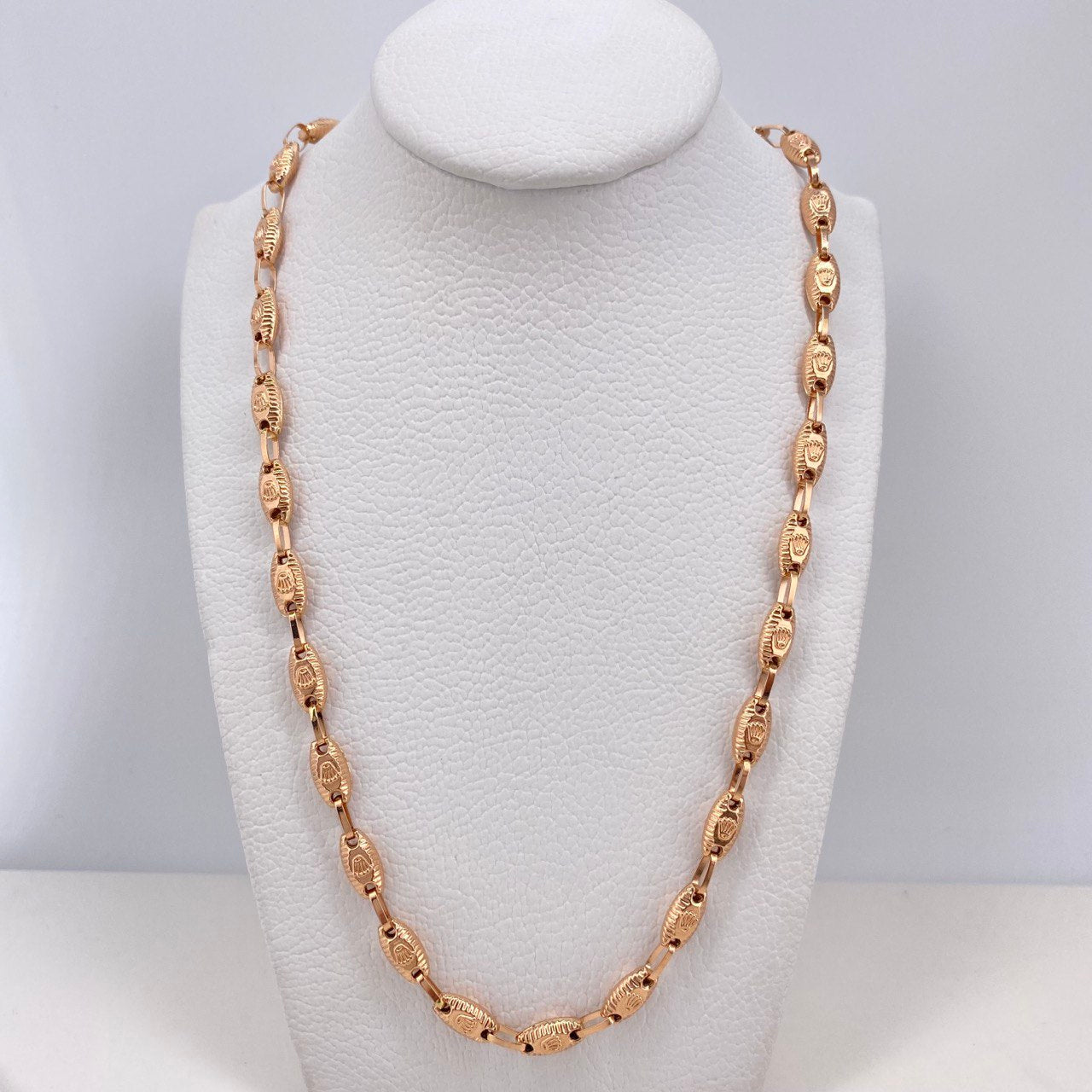 Cadena Rustica 12.2gr / 50cm / 5mm Barril Rayado Corona Oro Rosa $