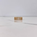 Anillo Argolla Tres Lineas 3.4gr / T6 1/4 / Circones Blancos Oro Amarillo $