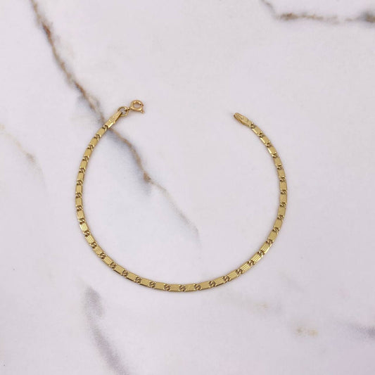 Pulso Plano Rayado 4.9gr / 19cm / 2mm Oro Amarillo $