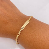 Pulso Bebe Ojiva 1.95gr / 16cm / 3mm Placa Rectangular Curva Lisa Oro Amarillo $