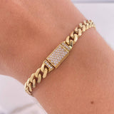 Pulso Cubano 13.55gr / 20cm / 7mm Circones Blancos Oro Amarillo $