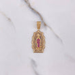 Dije Virgen Guadalupe 4.75gr / 3.7cm / Circones Azules Fucsias Blancos Oro Amarillo $