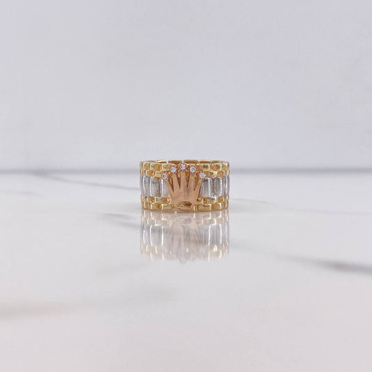 Anillo Correa Corona RX 8gr / T6 / Circones Blancos Tres Oros $
