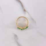 Anillo Hojas 3.25gr / T7 1/4 / Circones Verdes Blancos Oro Amarillo $