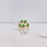 Anillo Hojas 3.25gr / T7 1/4 / Circones Verdes Blancos Oro Amarillo $