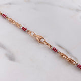 Cadena Rustica 40gr / 65cm / 3.5mm Cauchos Rojos Dos Oros Blanco Rosa $
