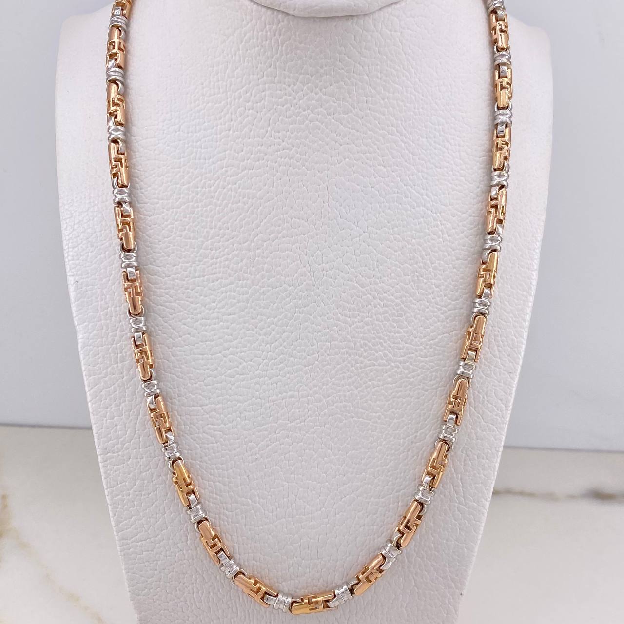 Cadena Rustica 70gr / 70cm / 4mm Tribal Dos Oros Blanco Rosa $