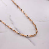 Cadena Rustica Tornillos 40.9gr / 70cm / 4mm Dos Oros Blanco Rosa $