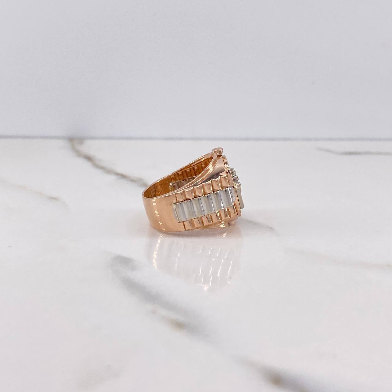 Anillo Corona RX 10.8gr / T9 / Circones Blancos Dos Oros Blanco Rosa $