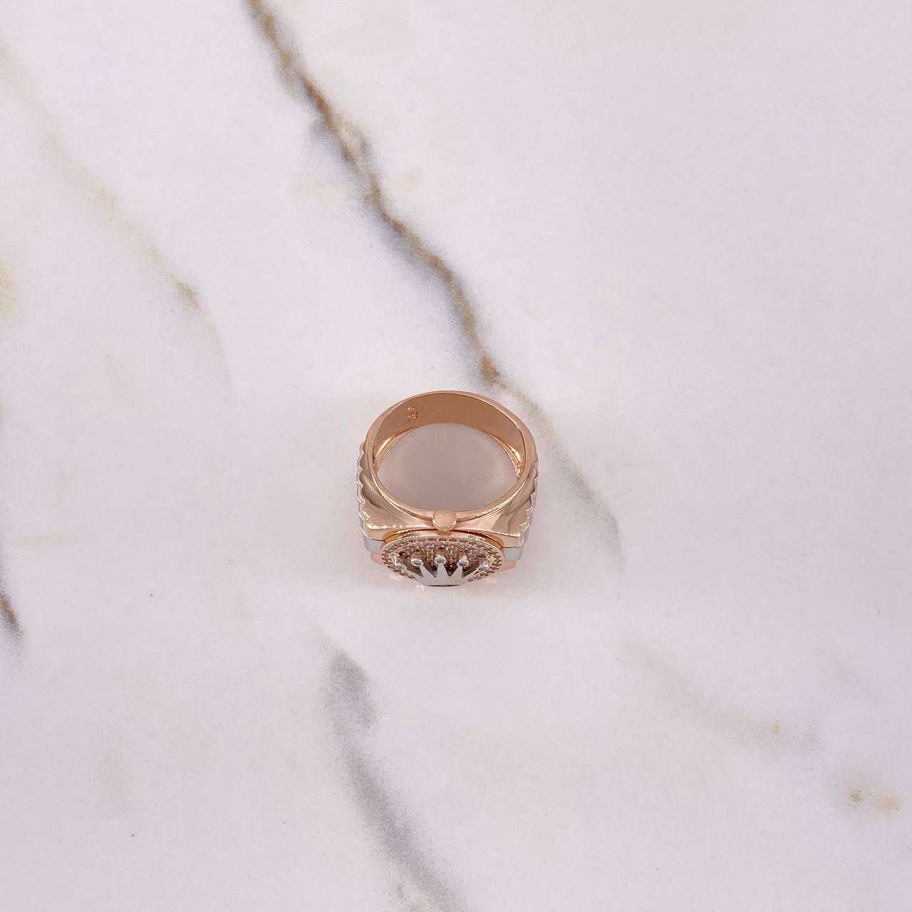 Anillo Corona RX 10.8gr / T9 / Circones Blancos Dos Oros Blanco Rosa $