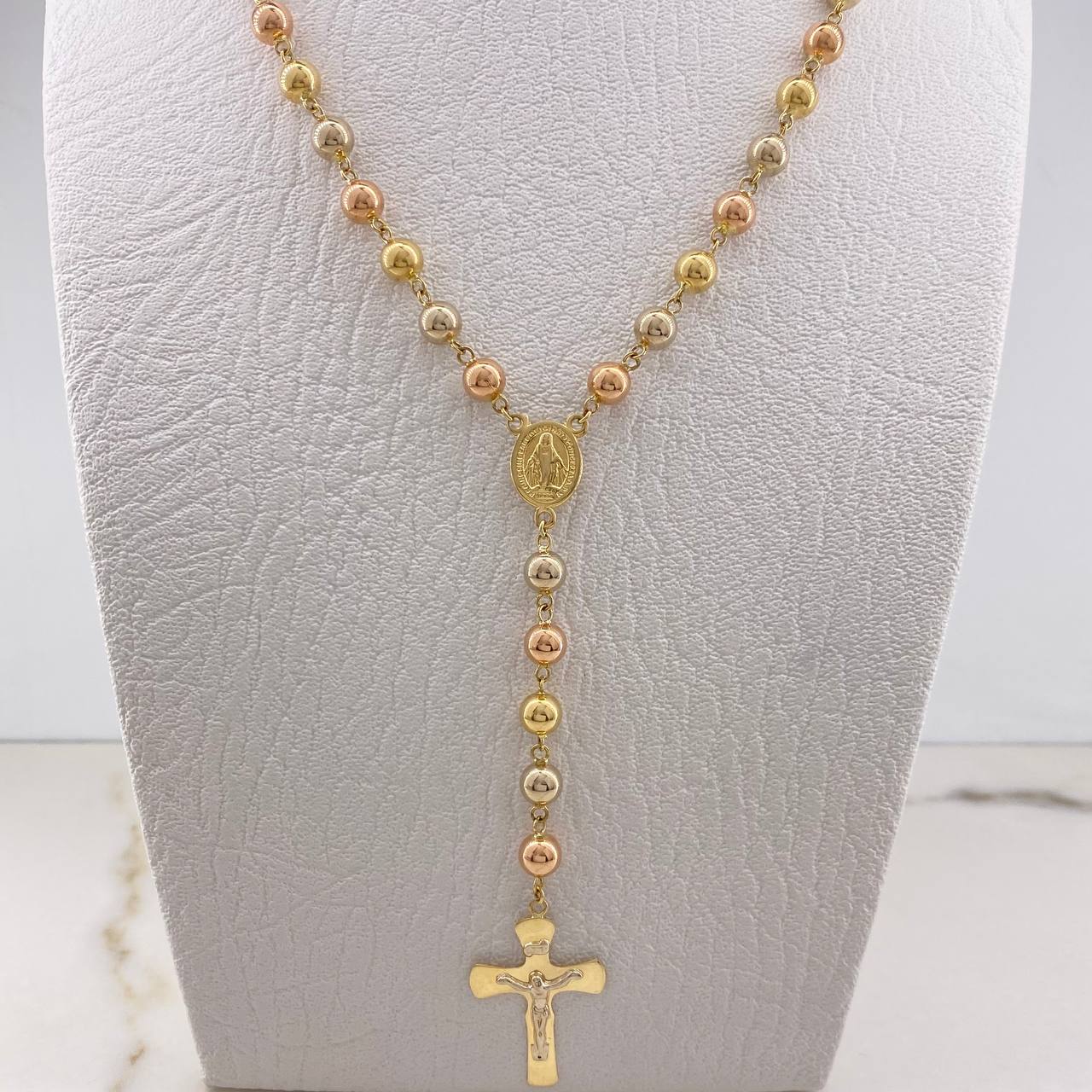 Rosario Virgen Milagrosa 16.6gr / 60cm / 5mm-6mm Bolas Lisas Tres Oros &