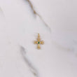 Dije Cruz Pequeña 0.8gr / 2.2cm / Esmeralda 5pts Ovalo Oro Amarillo (Joya) &