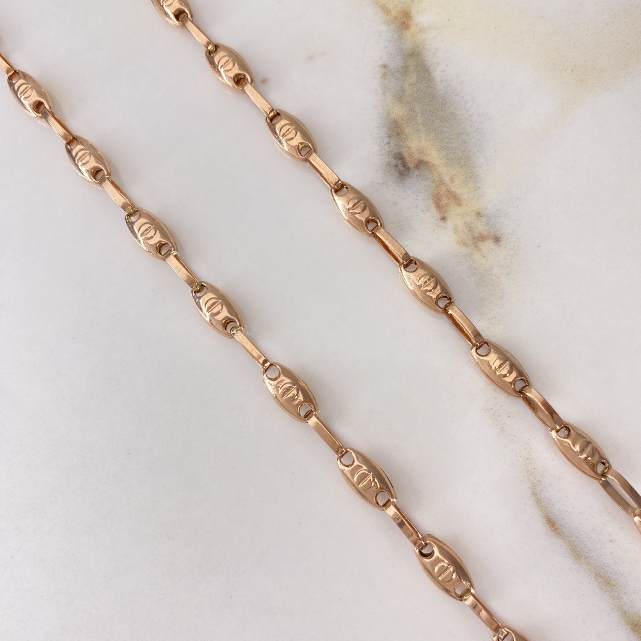 Cadena Rustica 10.8gr / 65cm / Barril Liso Tornillo Oro Rosa $