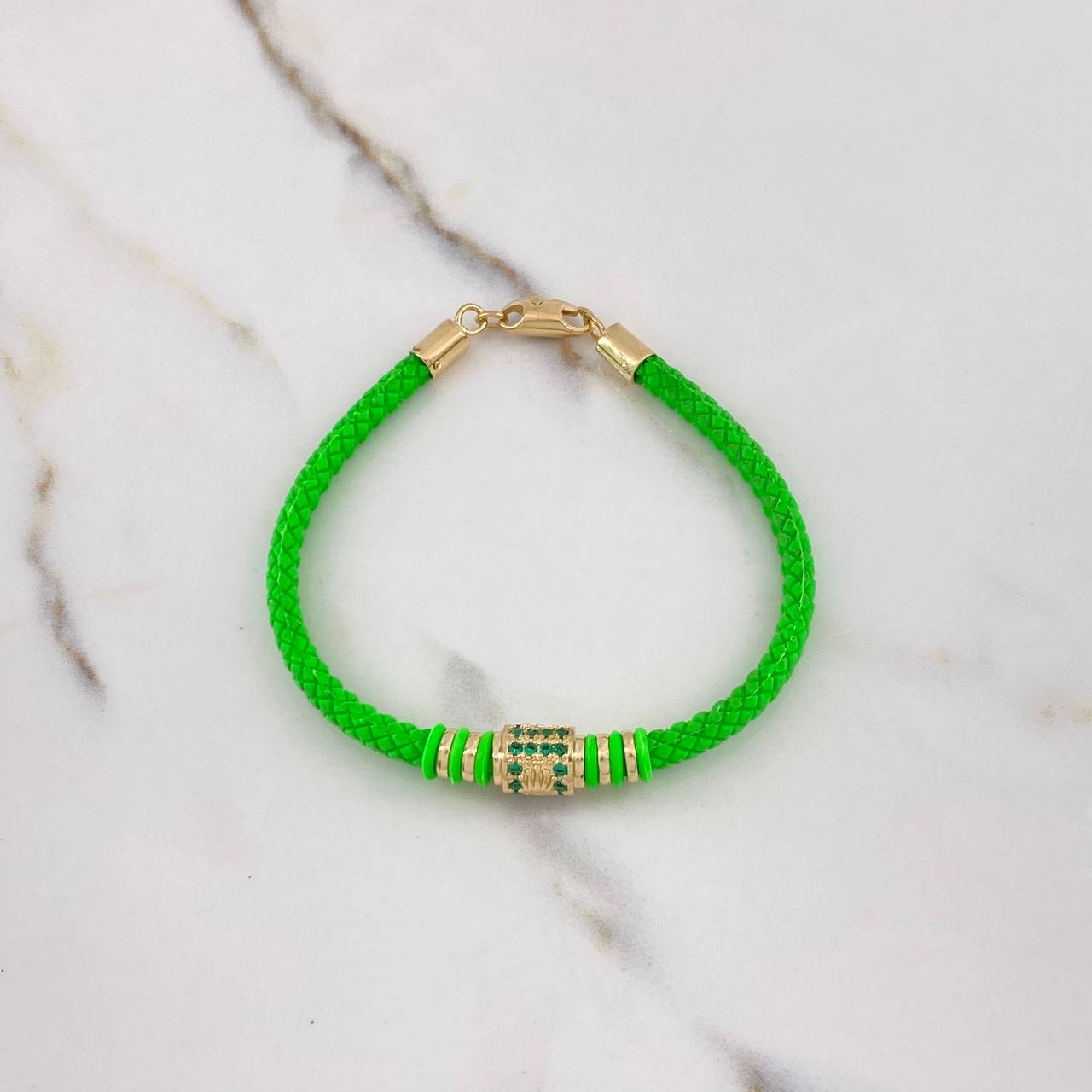 Pulso Corona Rx 7.15gr / 19cm / Caucho Verde Cicones Verdes Oro Amarillo $
