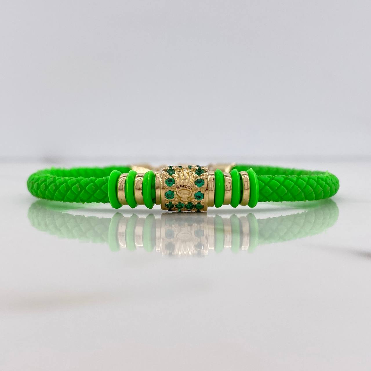 Pulso Corona Rx 7.15gr / 19cm / Caucho Verde Cicones Verdes Oro Amarillo $