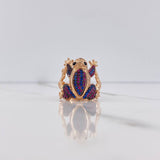 Anillo Rana 7.3gr / T6 1/2 / Circones Fucsias Azules Negros Oro Rosa $