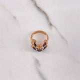 Anillo Rana 7.3gr / T6 1/2 / Circones Fucsias Azules Negros Oro Rosa $