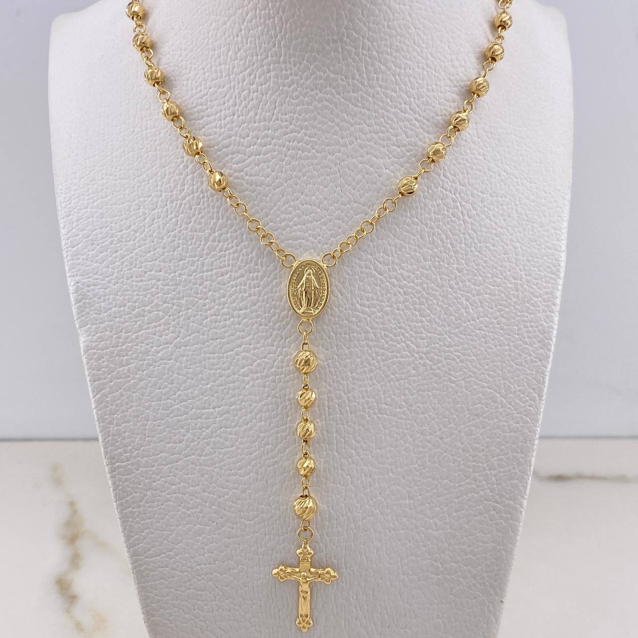 Rosario Virgen Del Carmen 14.05gr / 60cm / 4mm Diamantada Oro Amarillo $