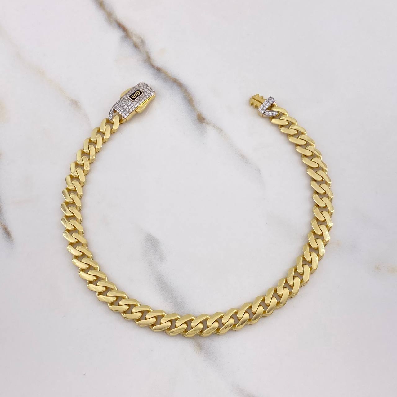Pulso Cubano Infinito 9.6gr / 21cm / 6mm Circones Blancos Oro Amarillo +2 $