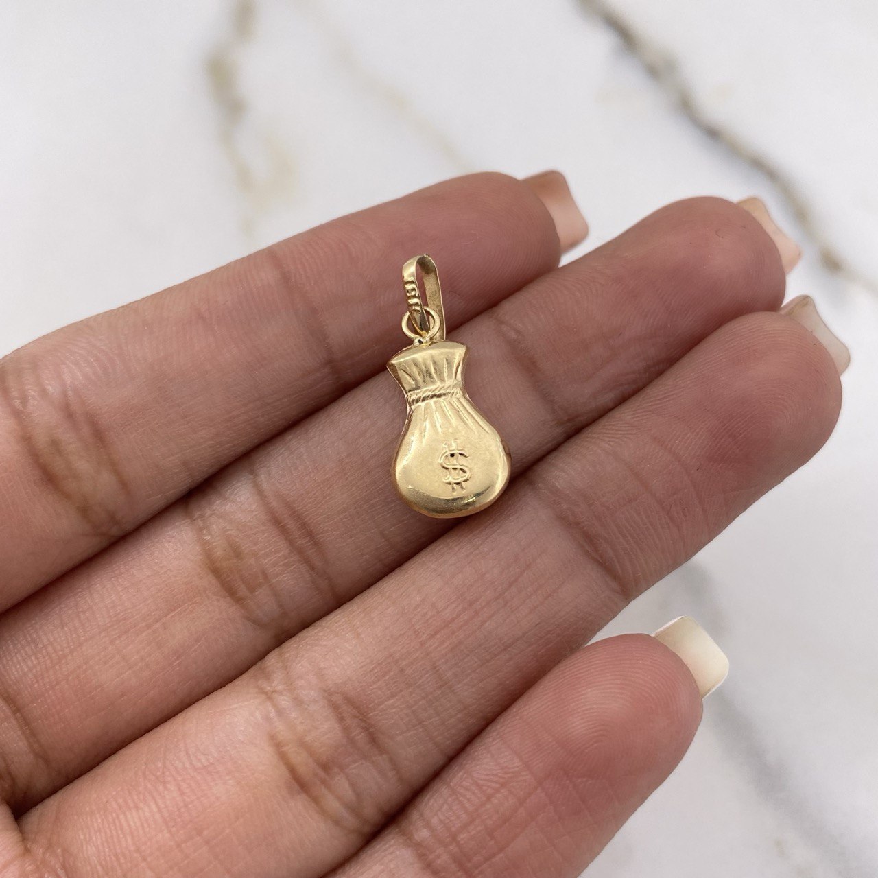 Dije Bolsa Dinero 0.6gr / 2cm / Liso Oro Amarillo &