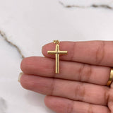 Dije Cruz 0.85gr / 2.9cm / Baston Liso Oro Amarillo &