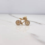 Dije Bicicleta 1.9gr / 1.9cm / Circones Blancos Oro Amarillo &