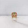 Anillo Rana 7.1gr / T9 1/2 / Circones Fucsias Verdes Oro Amarillo $