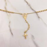 Rosario Virgen María 6.95gr / 50cm / 3mm Bolas Diamantadas Oro Amarillo $