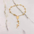 Pulso Denario Virgen Milagrosa 4.6gr / 20cm / 5mm Bolas Diamantadas Cruz Cristo Oro Amarillo $