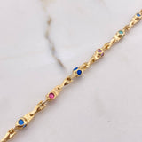 Tobillera Rustica 13.9gr / 28cm / 3mm Bolas Colores Oro Amarillo $