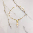 Pulso Denario Virgen Milagrosa 1.9gr / 20cm / 3mm Bolas Diamantadas Cruz Cristo Oro Amarillo $