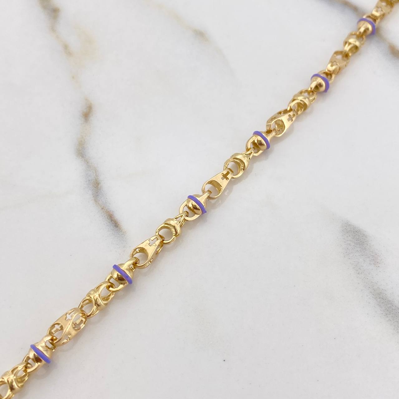 Pulso Rustica Espiga 10gr / 19cm / Bolas Cauchos Lila Oro Amarillo $