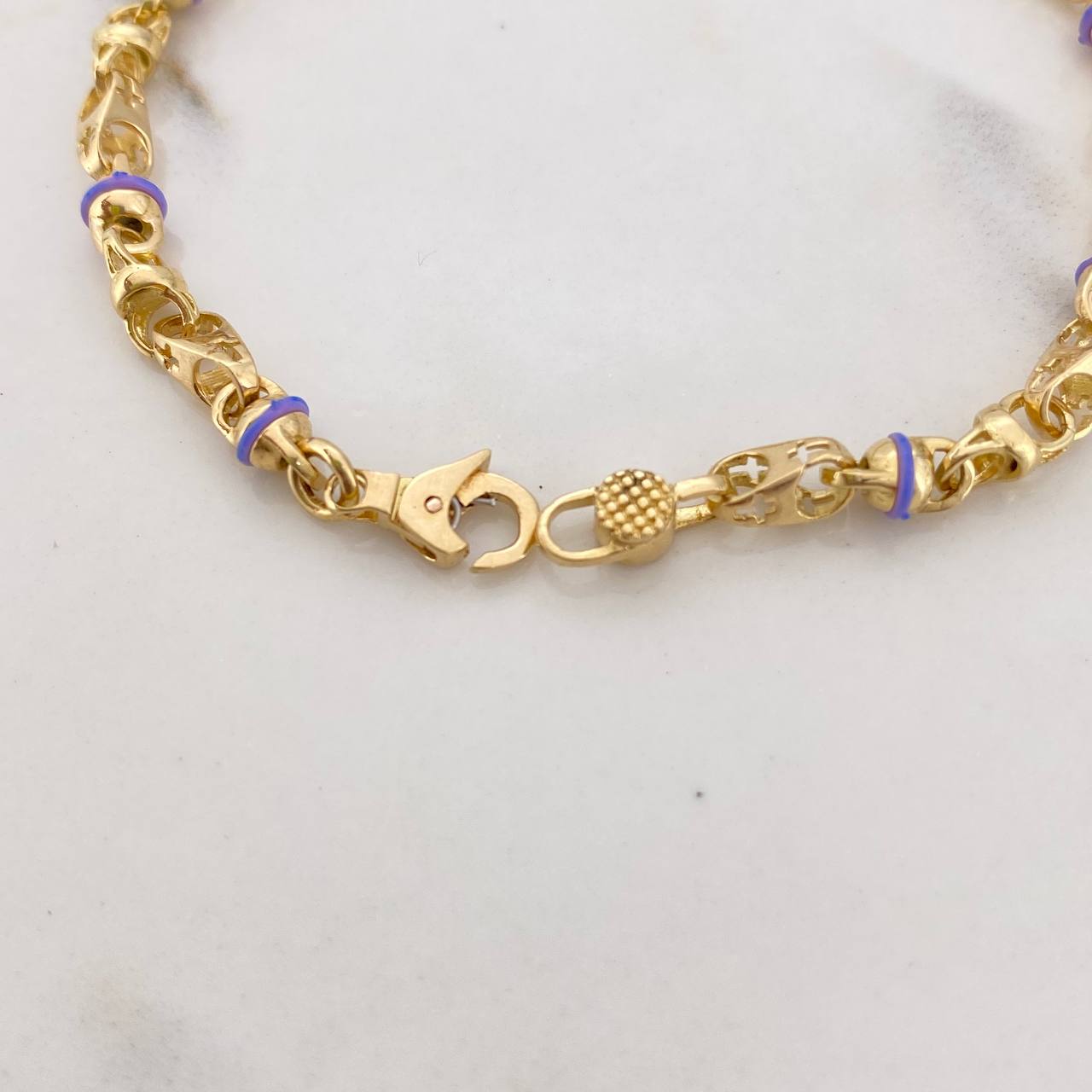 Pulso Rustica Espiga 10gr / 19cm / Bolas Cauchos Lila Oro Amarillo $