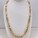 Cadena Rustica 24.75gr / 60cm / 5mm Cauchos Negros Oro Amarillo &