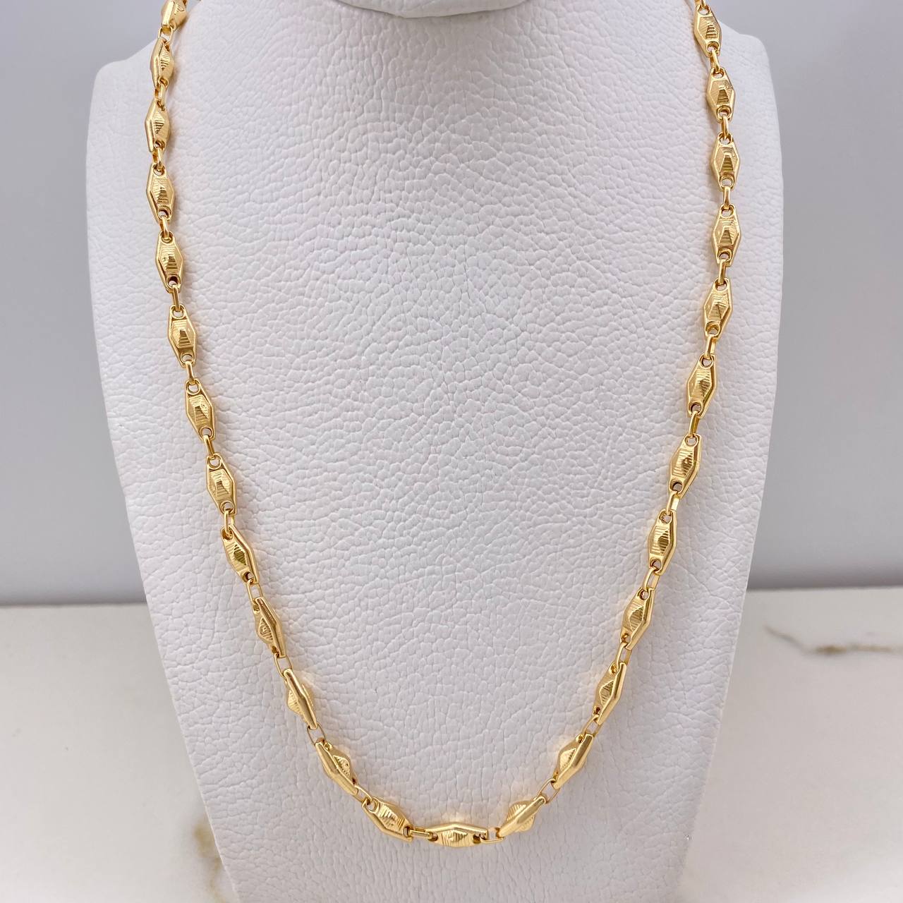 Cadena Rustica Piramide 12gr / 65cm / 4mm Rayada Oro Amarillo &