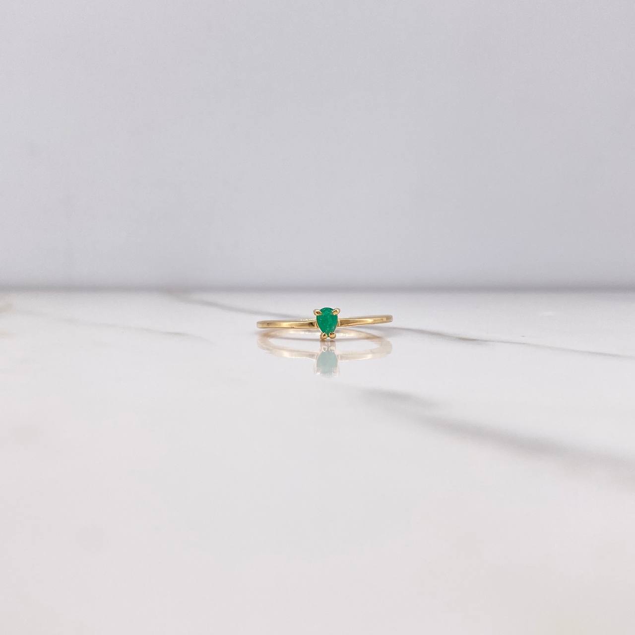 Anillo Solitario Pera 2gr / T7 / Esmeralda 0.13 Qts Oro Amarillo (Joya) &