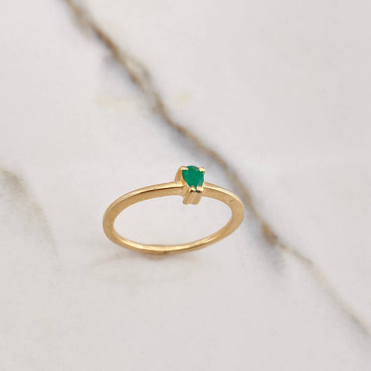 Anillo Solitario Pera 2gr / T7 / Esmeralda 0.13 Qts Oro Amarillo (Joya) &