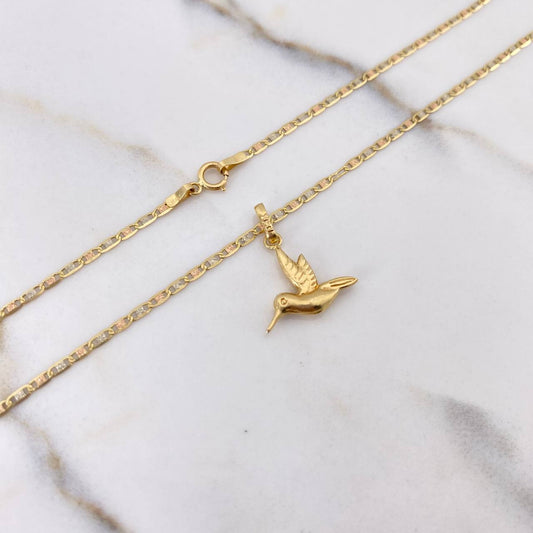 Cadena Escalera Plana 1.65gr 40cm + Dije Colibri Troquelado 0.4gr 1.6cm / Tres Oros (Oferta) &