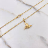 Cadena Escalera Plana 1.65gr 40cm + Dije Colibri Troquelado 0.4gr 1.6cm / Tres Oros (Oferta) &